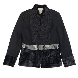 Grear Cavalier Size Small Black Jacket Faux Fur Lace Preppy Romantic Feminine